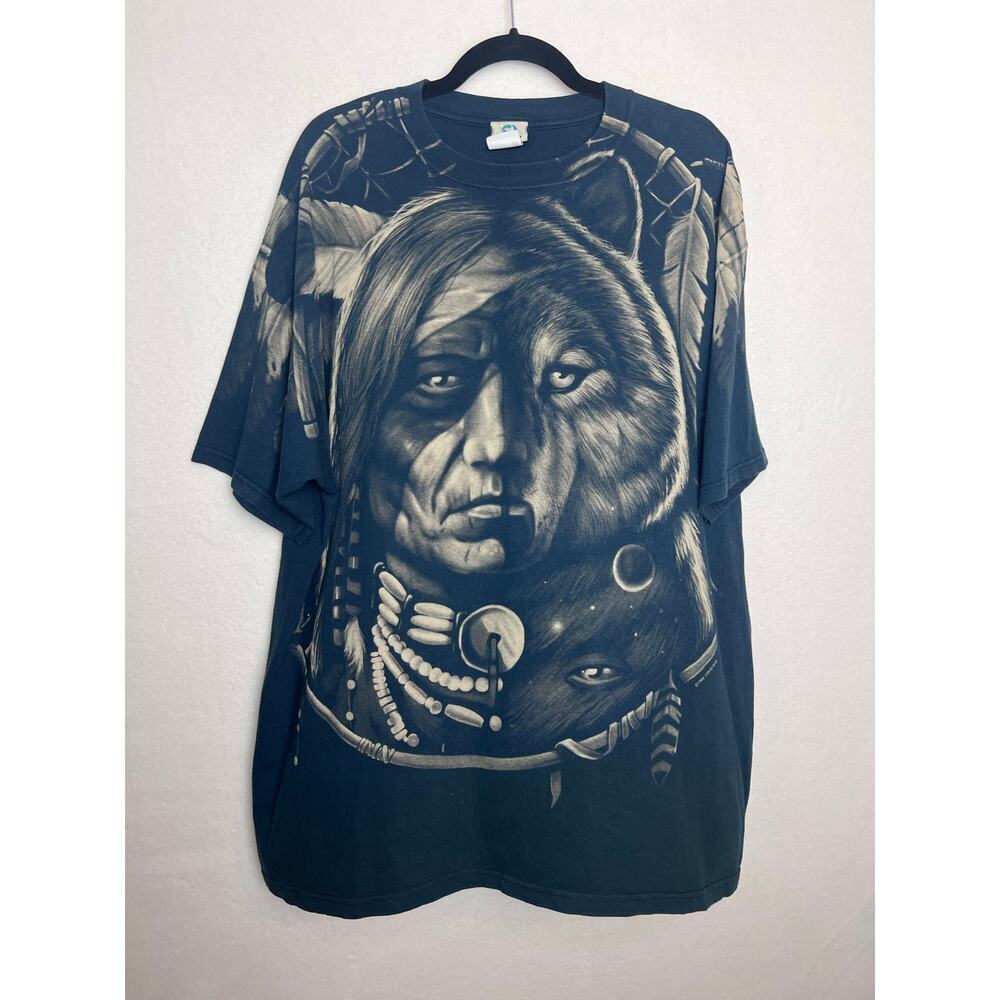 Liquid Blue Vintage Dreamcatcher Native American Wolf T-Shirt 1996 Size 2XL